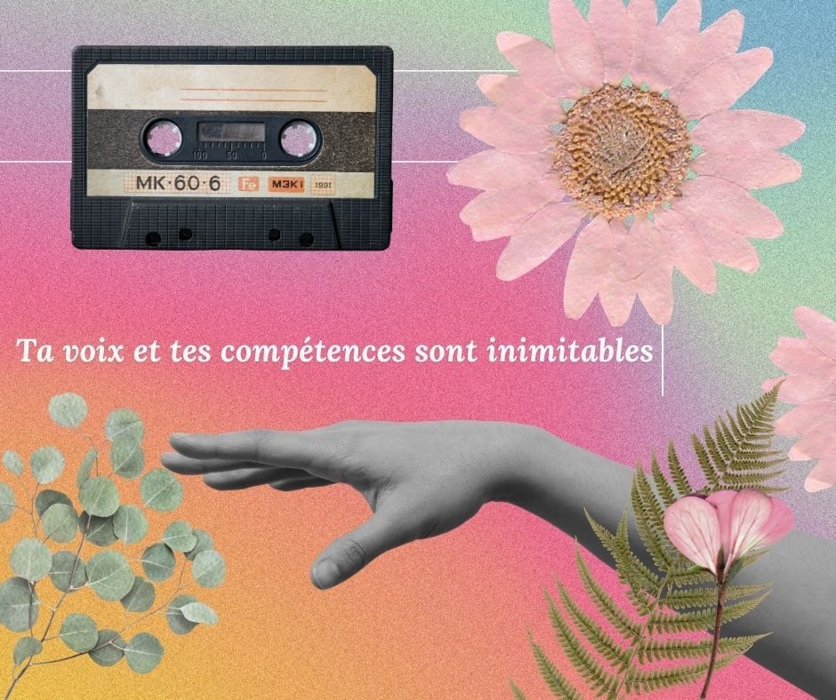 Image d'une main élégante tenant une cassette audio, représentant la stratégie marketing personnalisée, la définition du public cible et la niche de marché. Image symbolisant la réussite et l'accompagnement professionnel en stratégies entrepreneuriales, coaching d'affaires, développement personnel et entrepreneuriat. Mettez en avant l'unicité de votre voix et compétences pour vous différencier sur le marché